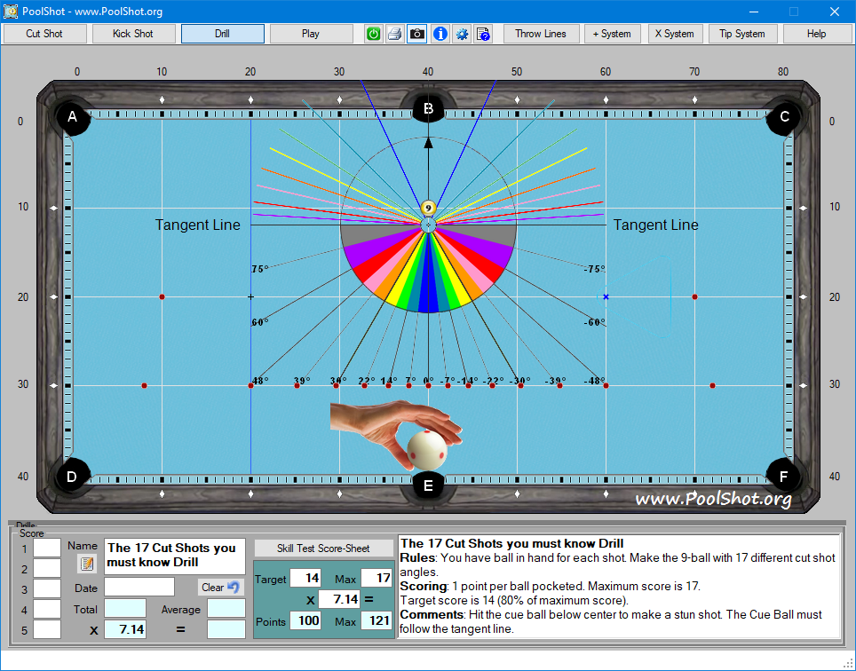 Cut Shot Drill - PoolShot Aiming Protactor